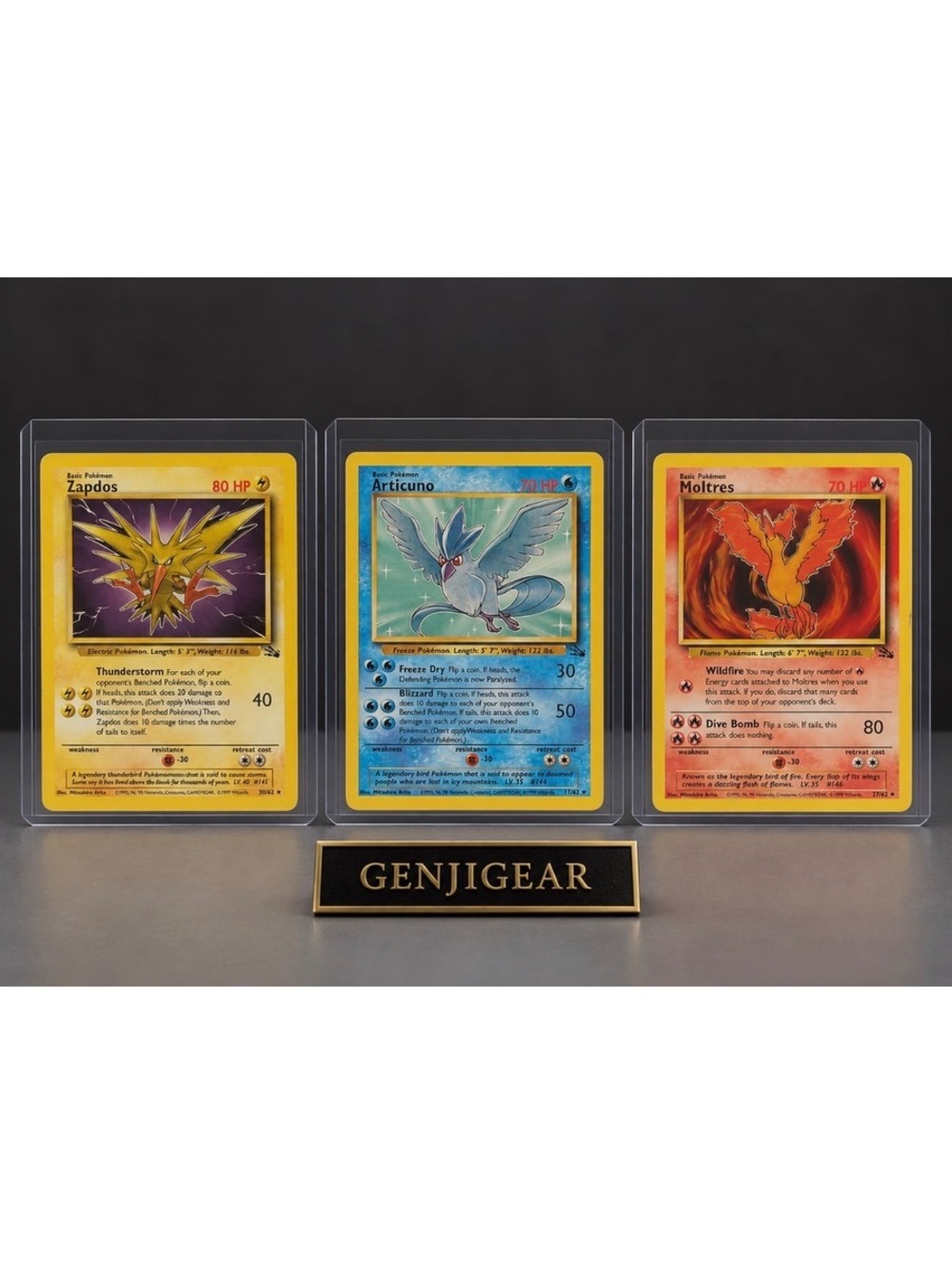 Set of 3 Vintage Pokemon Cards: Zapdos, Articuno, Moltres